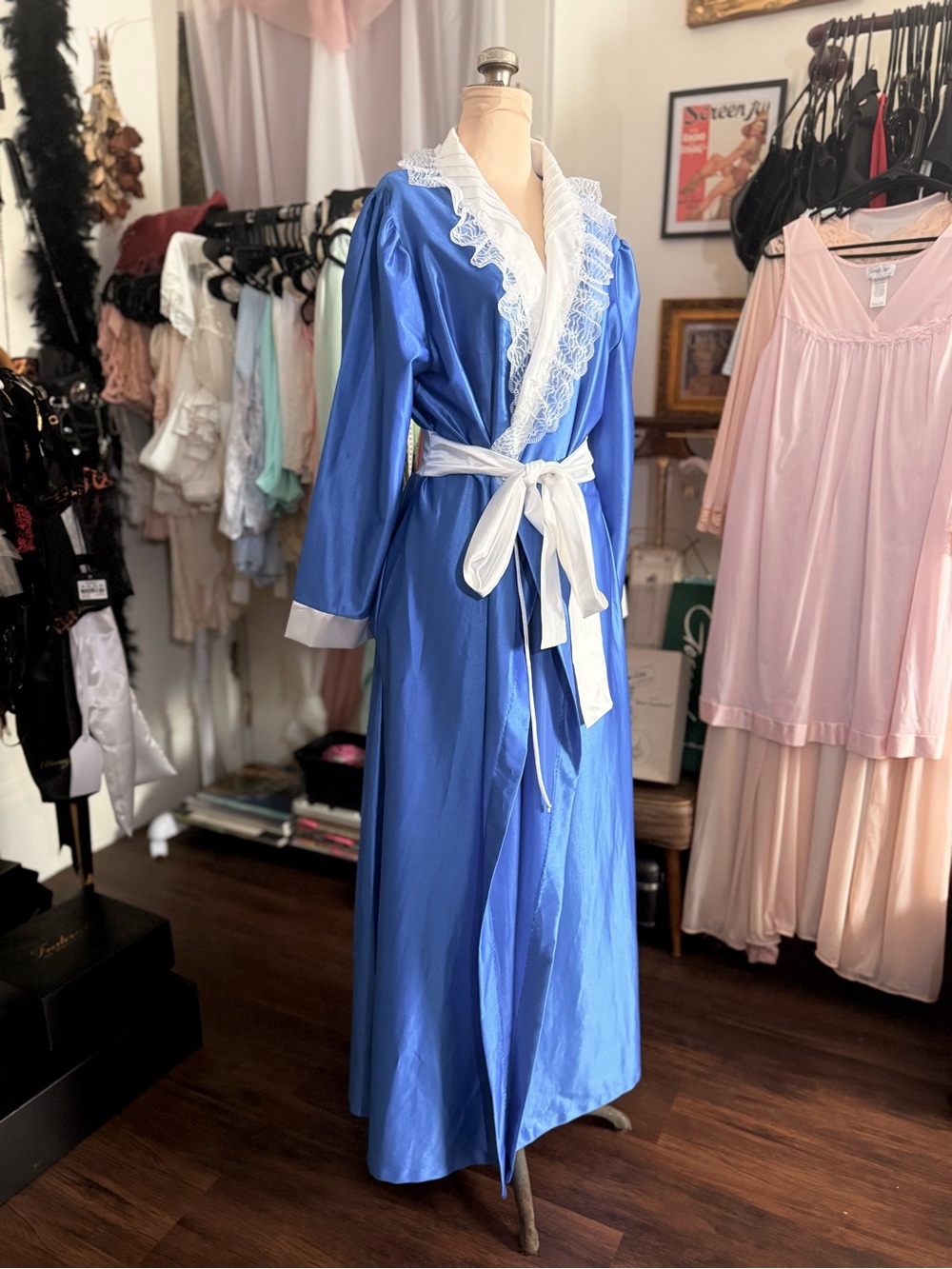 Vintage Royal Blue 1960s 1970s Robe